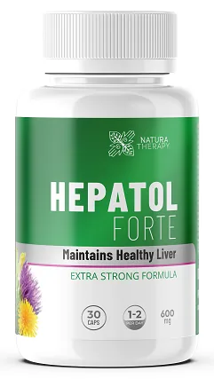 Hepatol Forte 30 kapsül, yeşil etiketli beyaz şişe