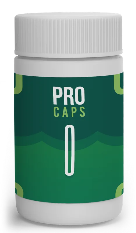 Pro Caps kapsül kavanozu, koyu yeşil etiketli beyaz kapaklı