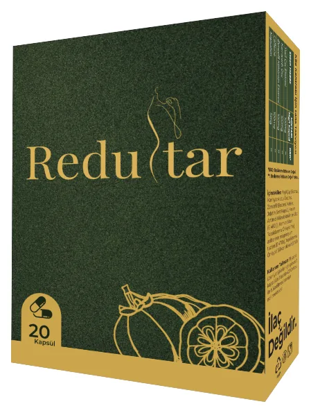Redustar 20 kapsüllük koyu yeşil ve altın sarısı kutu
