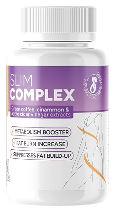 Slim Complex kapsül, beyaz şişe ve mor etiket