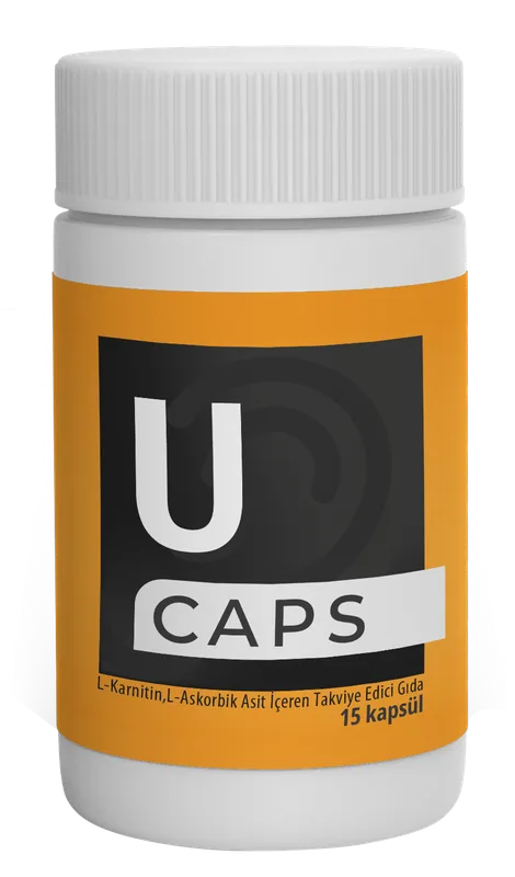 U Caps 15 kapsül, turuncu etiketli şişe